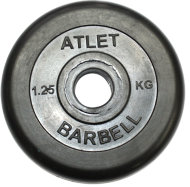 Диск обрезиненный чёрный 26 мм Atlet 1,25 кг