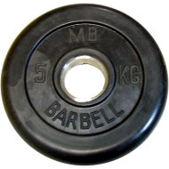 Диск обрезиненный черный 51 мм Barbell 5 кг