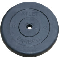 Диск обрезиненный чёрный 26 мм Atlet 10 кг