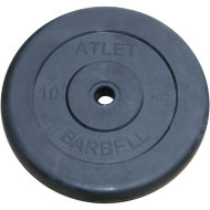 Диск обрезиненный чёрный 31 мм Atlet 10 кг