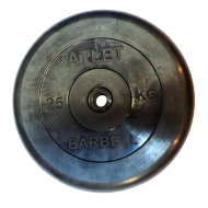 Диск обрезиненный чёрный 26 мм Atlet 25 кг