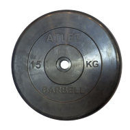 Диск обрезиненный чёрный 31 мм Atlet 15 кг